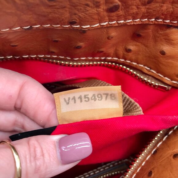 Dooney & Bourke Brown Ostritch Leather Embossed Lexington Tote Bag - Picture 11 of 11